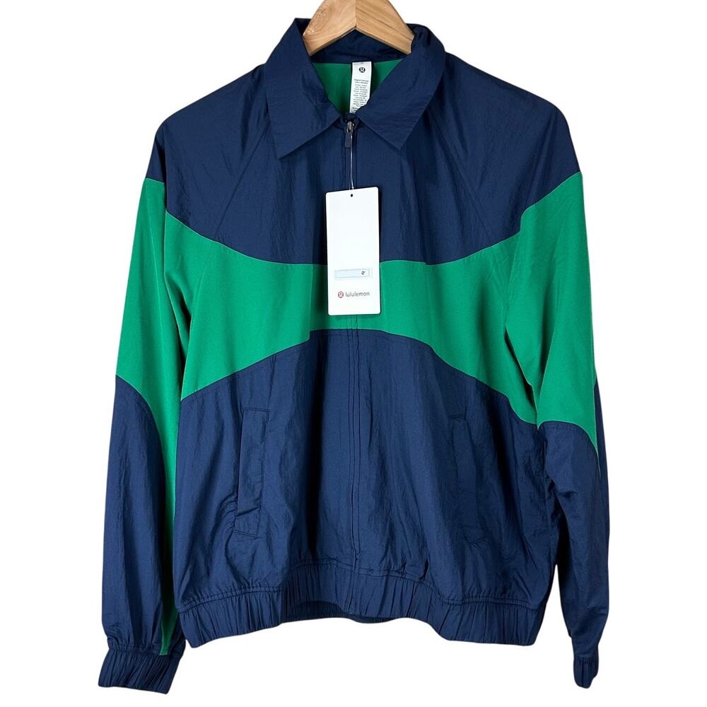 Lululemon Nylon Collared Jacket Retro Remix Set Club Blue/Green Womens Small NWT